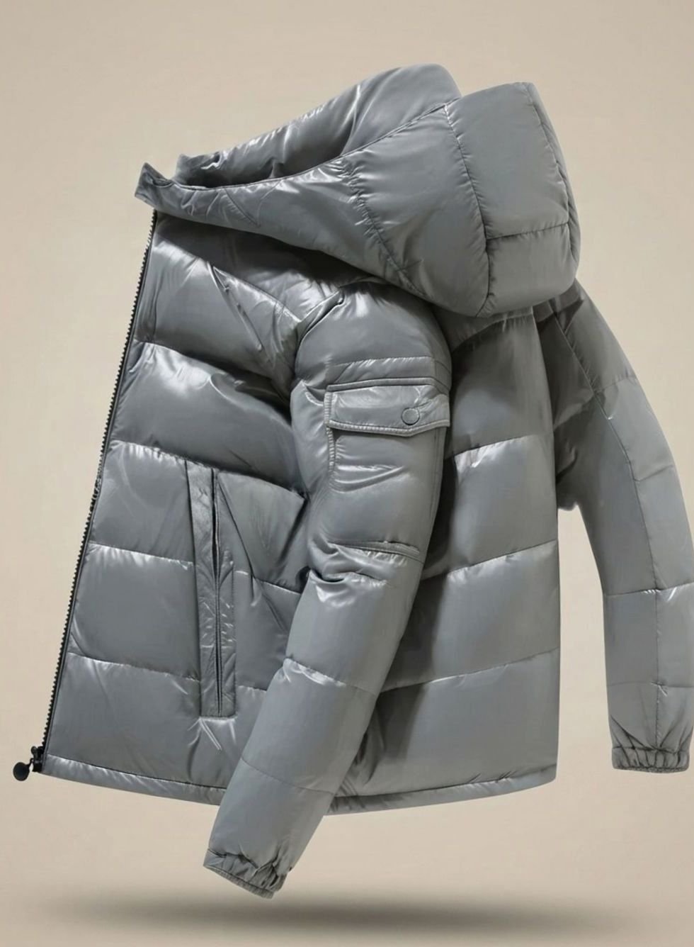 James | Men's Glossy Windproof Puffer Jacket with Duck Down