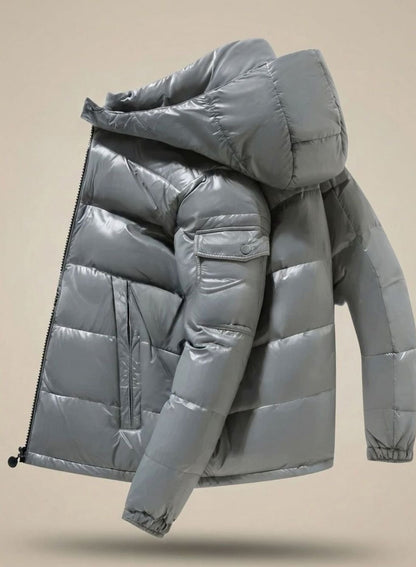 James | Men's Glossy Windproof Puffer Jacket with Duck Down