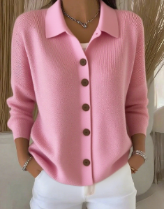Margaret | Button Collar Cardigan with Long Sleeves