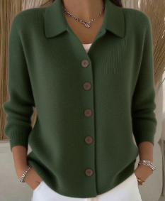 Margaret | Button Collar Cardigan with Long Sleeves