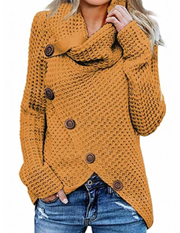 Laura | Asymmetrical Knit Sweater with Cowl Neck