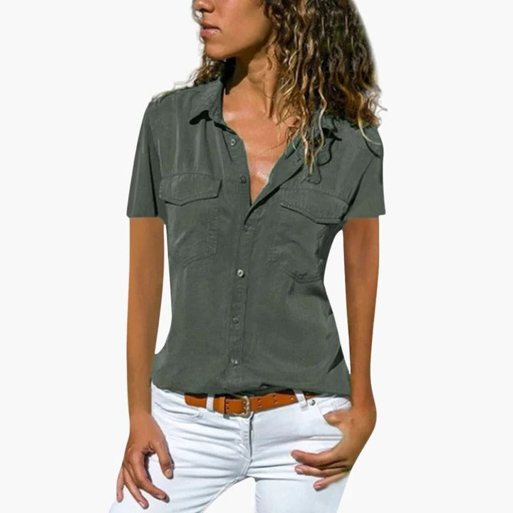 Madeline | Women's casual shirt with button up short sleeves