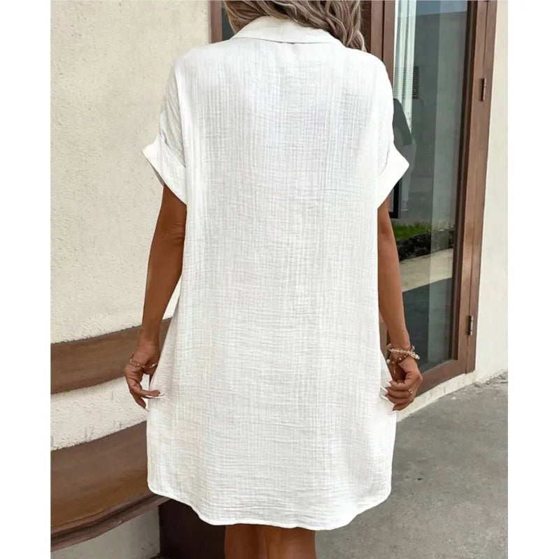 Luna | Summer shirt dress with collar and button front