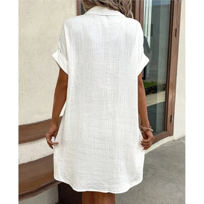 Luna | Summer shirt dress with collar and button front