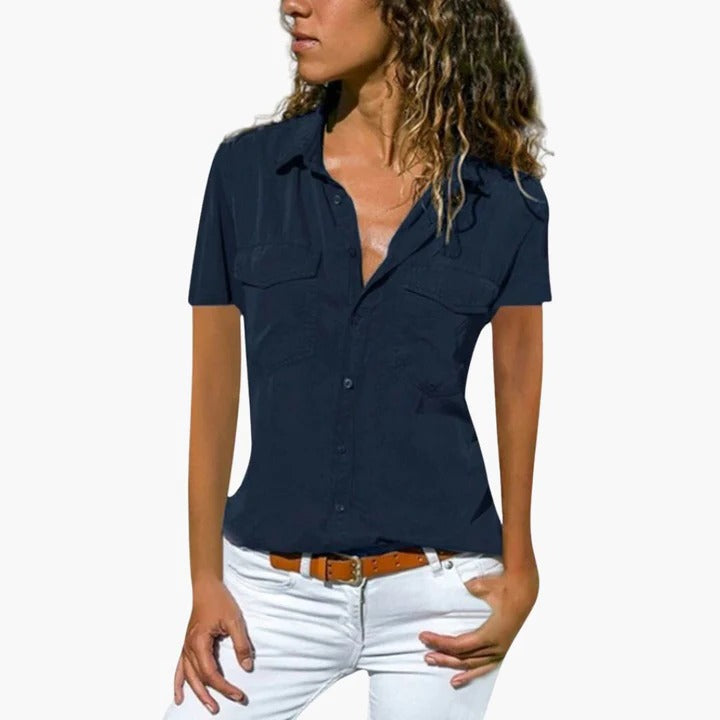 Madeline | Women's casual shirt with button up short sleeves