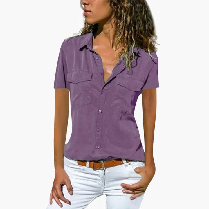 Madeline | Women's casual shirt with button up short sleeves