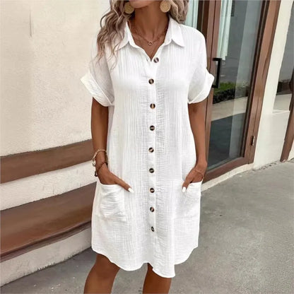 Luna | Summer shirt dress with collar and button front