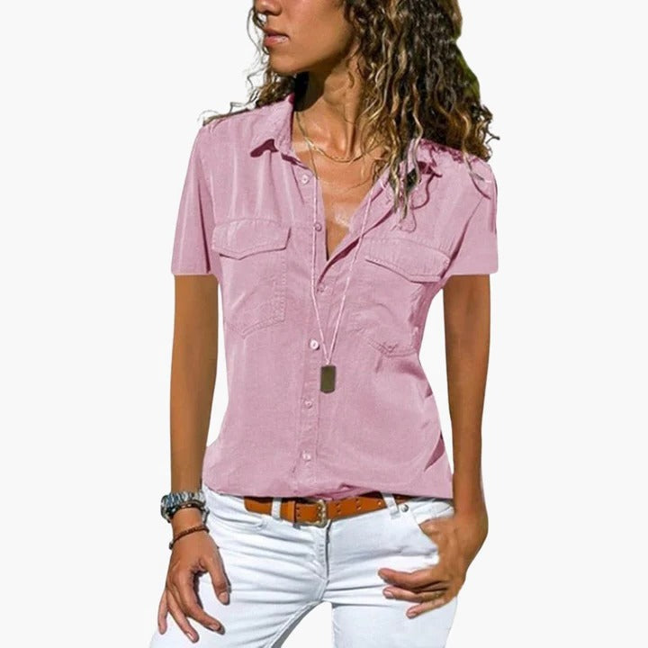 Madeline | Women's casual shirt with button up short sleeves