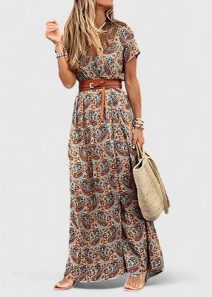 Ella | Women's casual maxi dress with boho print and V neck