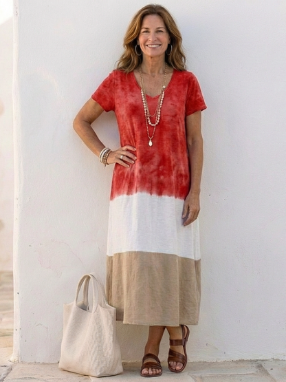 Keith | Women’s Color Block Midi Dress With V Neck Style