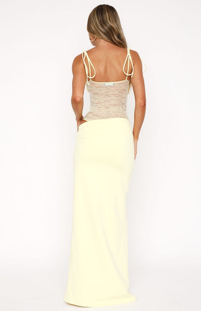 Naomi | Women's elegant maxi dress with lace panel side slit