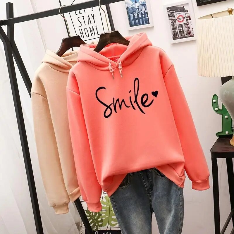Stella | Women's Casual Smile Hoodie with Drawstring