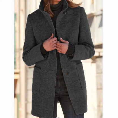Hannah | Elegant Wool Coat with Stand Collar