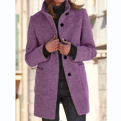 Hannah | Elegant Wool Coat with Stand Collar
