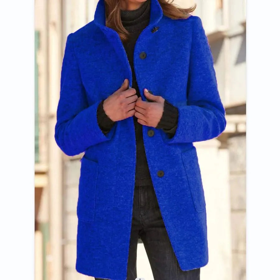 Hannah | Elegant Wool Coat with Stand Collar