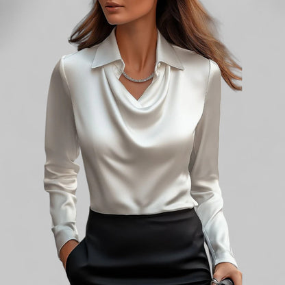 Victoria | Women’s Elegant Satin Blouse With Long Sleeves