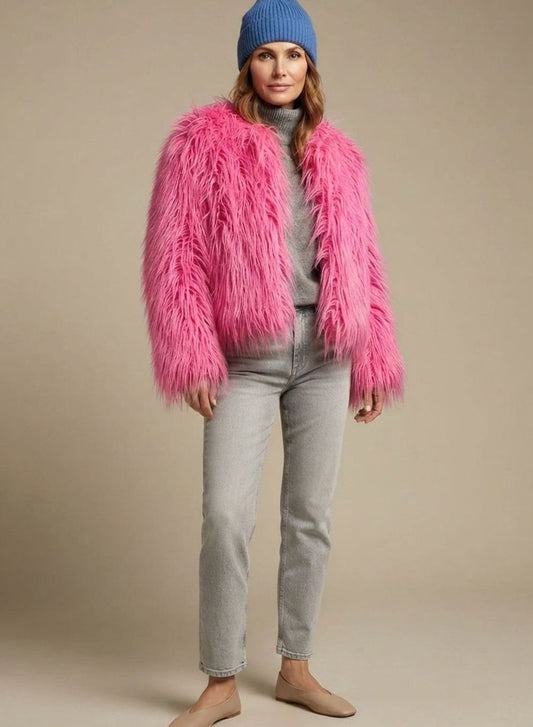 Donna | Women's Fluffy Faux Fur Short Jacket