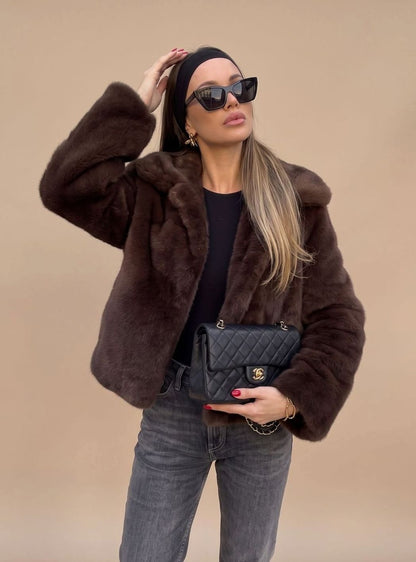 Carol | Women's Short Faux Fur Jacket with Collar