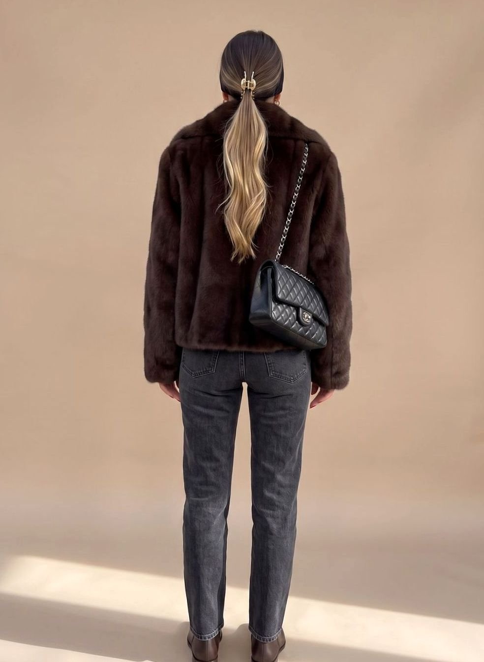 Carol | Women's Short Faux Fur Jacket with Collar