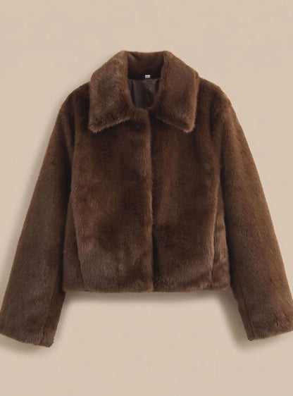 Carol | Women's Short Faux Fur Jacket with Collar