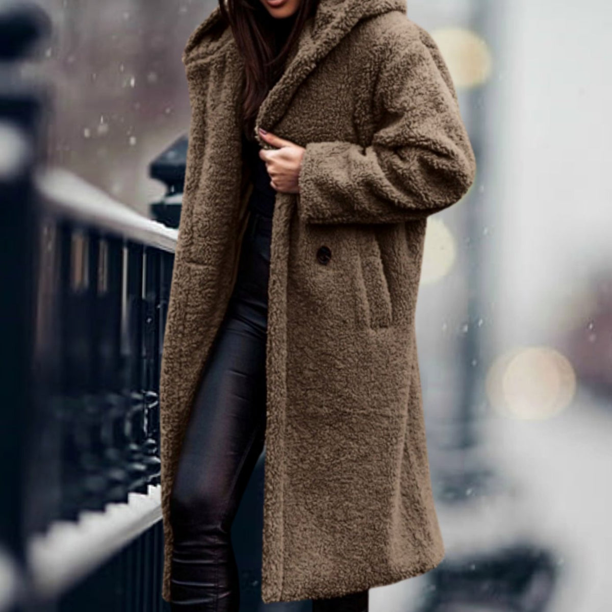 Kimberly | Women's Long Teddy Coat with Open Front