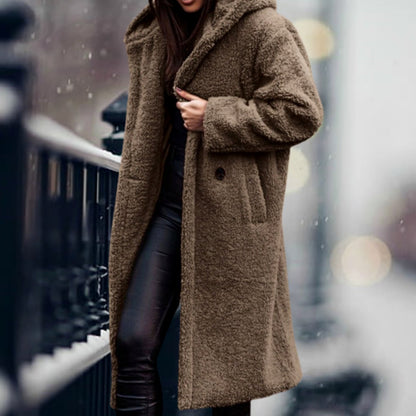 Kimberly | Women's Long Teddy Coat with Open Front
