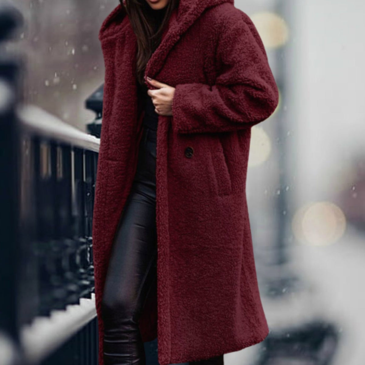 Kimberly | Women's Long Teddy Coat with Open Front