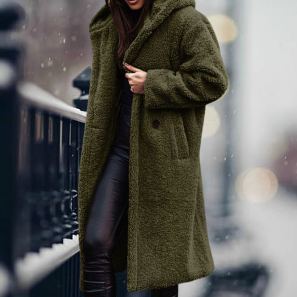 Kimberly | Women's Long Teddy Coat with Open Front
