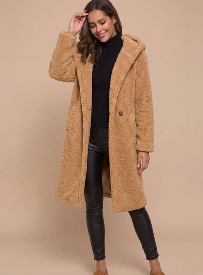 Kimberly | Women's Long Teddy Coat with Open Front