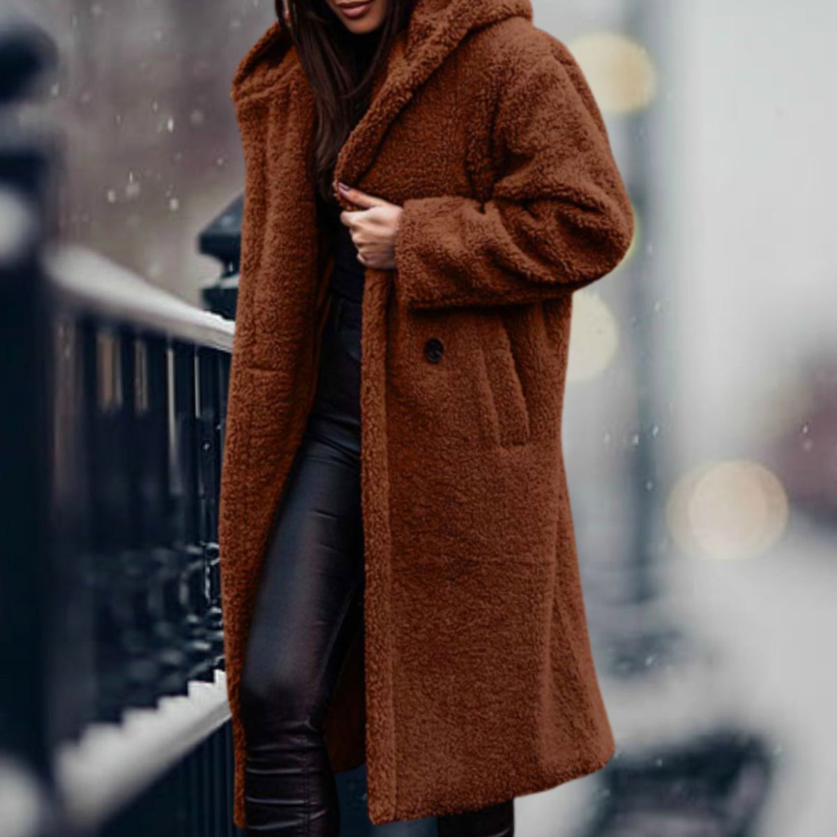 Kimberly | Women's Long Teddy Coat with Open Front