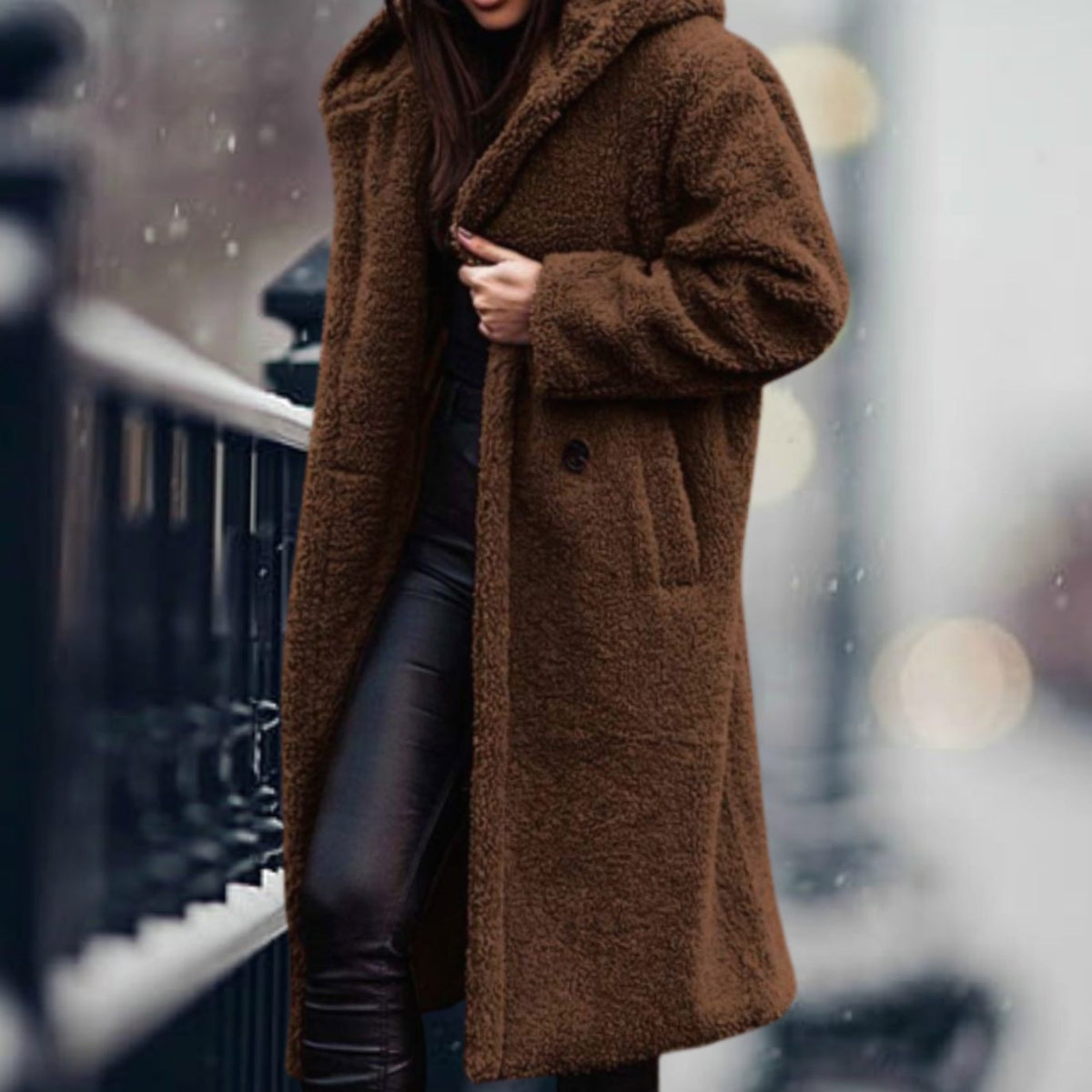 Kimberly | Women's Long Teddy Coat with Open Front