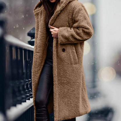 Kimberly | Women's Long Teddy Coat with Open Front