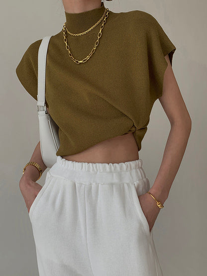 Audrey | Women's casual top with mock neck short sleeves