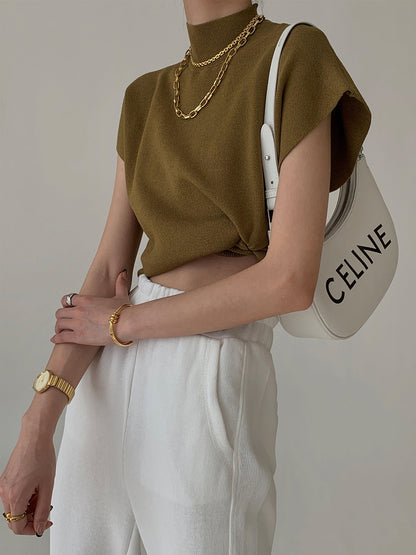 Audrey | Women's casual top with mock neck short sleeves
