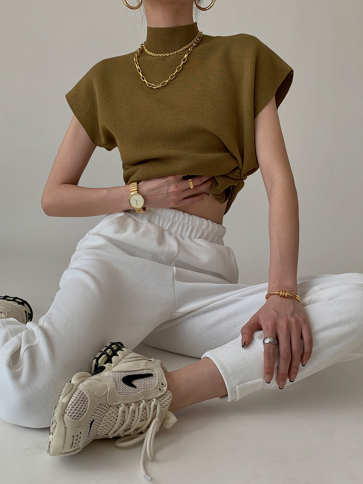 Audrey | Women's casual top with mock neck short sleeves