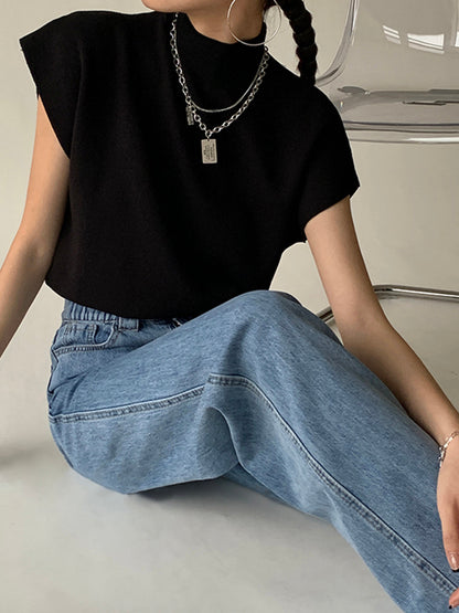 Audrey | Women's casual top with mock neck short sleeves