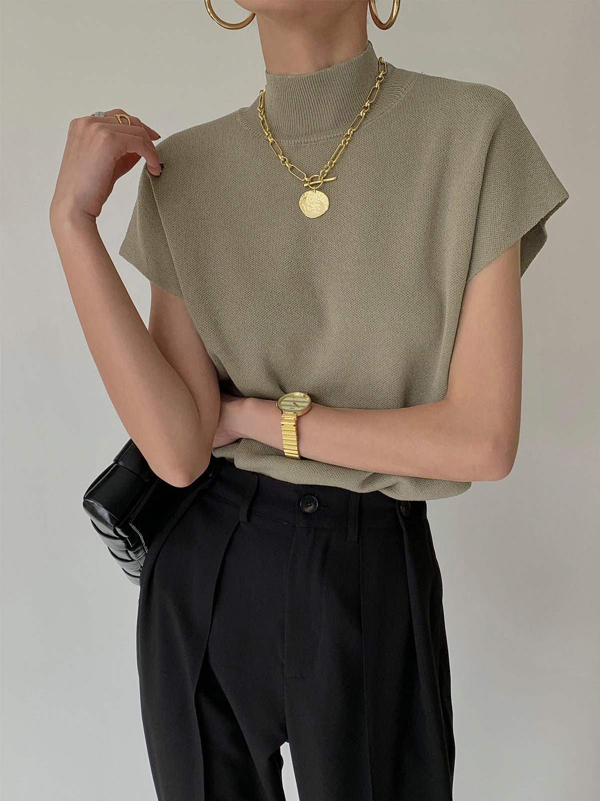 Audrey | Women's casual top with mock neck short sleeves