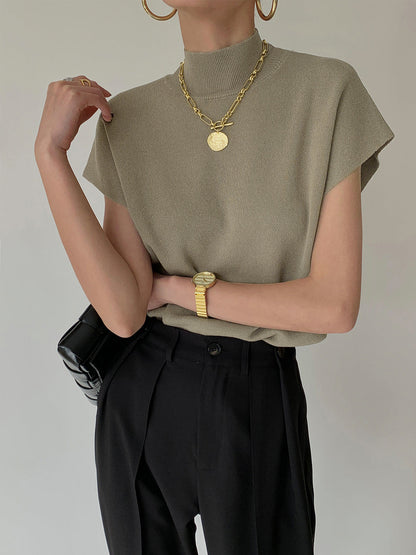 Audrey | Women's casual top with mock neck short sleeves