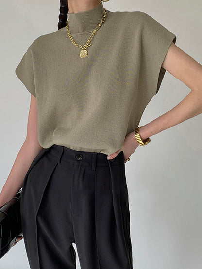 Audrey | Women's casual top with mock neck short sleeves