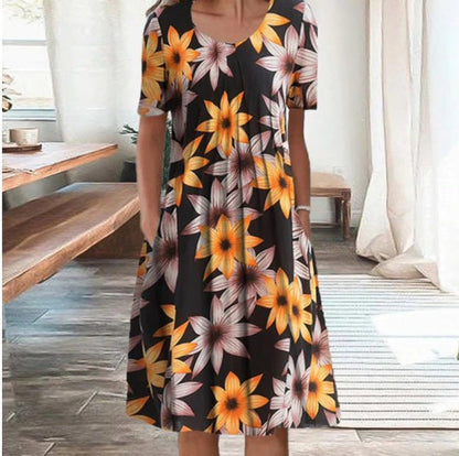 Madison | Women’s Stylish Floral Midi Dress With Pockets