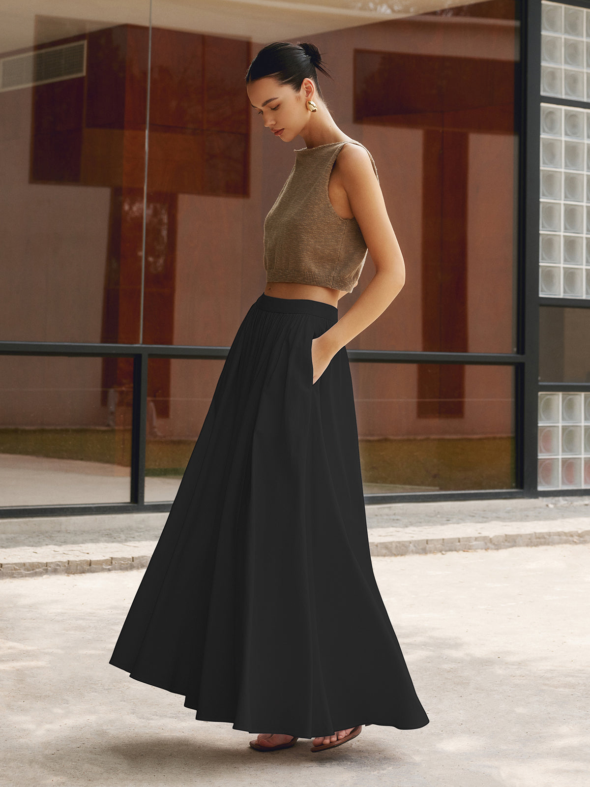 Daisy | Women's high waist maxi skirt with A line silhouette