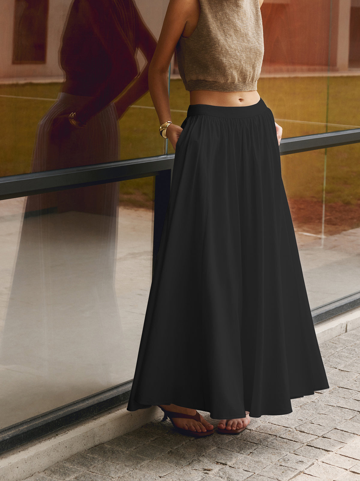 Daisy | Women's high waist maxi skirt with A line silhouette