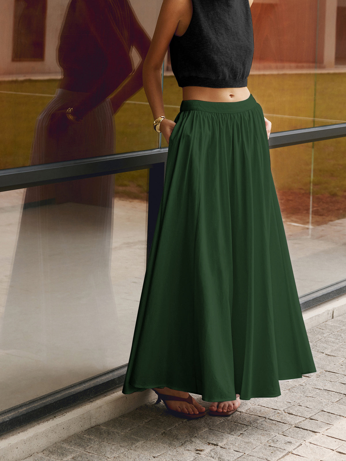 Daisy | Women's high waist maxi skirt with A line silhouette