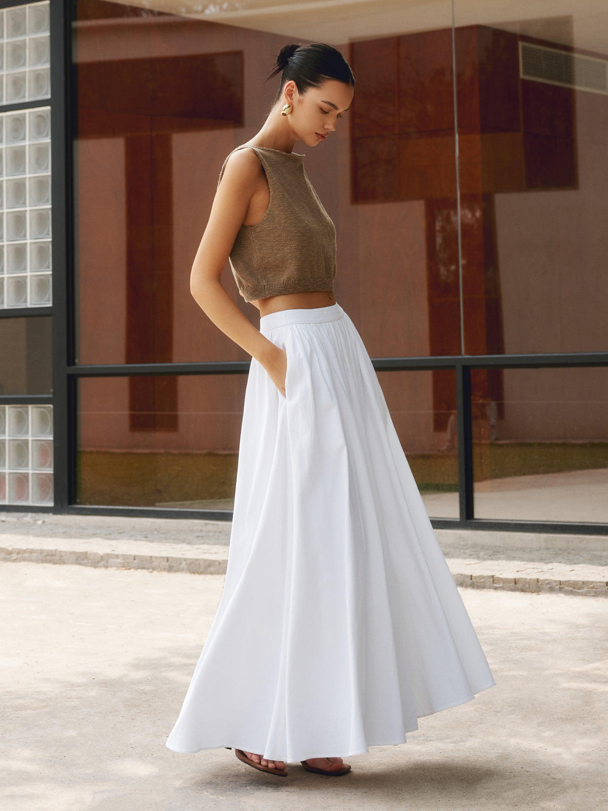 Daisy | Women's high waist maxi skirt with A line silhouette