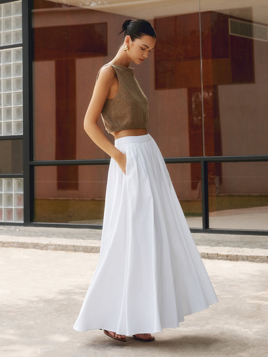Daisy | Women's high waist maxi skirt with A line silhouette