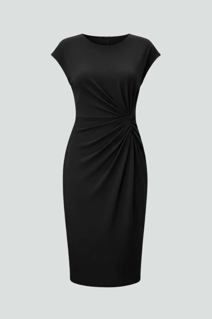 Ruth | Women’s Ruched Waist Dress With Round Neck Shape