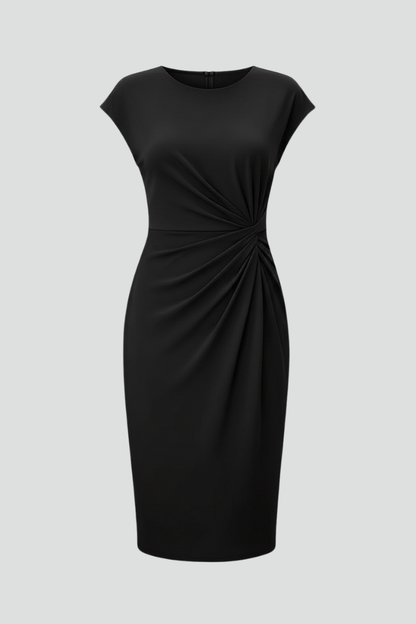Ruth | Women’s Ruched Waist Dress With Round Neck Shape