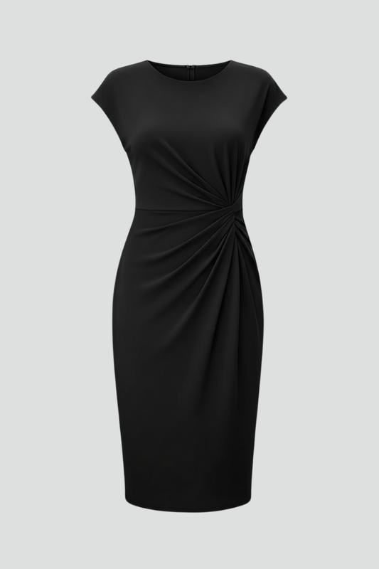 Ruth | Women’s Ruched Waist Dress With Round Neck Shape
