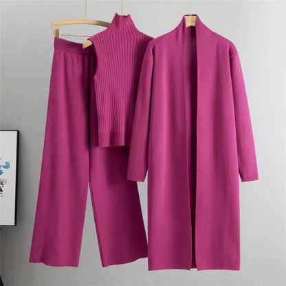 Claire | Women's Three-Piece Set with Wide-Leg Pants and Top