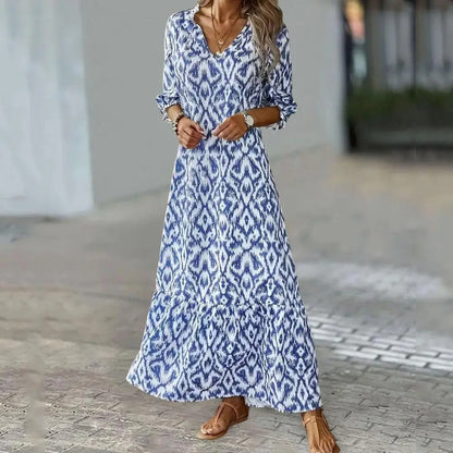 Jenna | Women maxi dress with V-neck and printed pattern